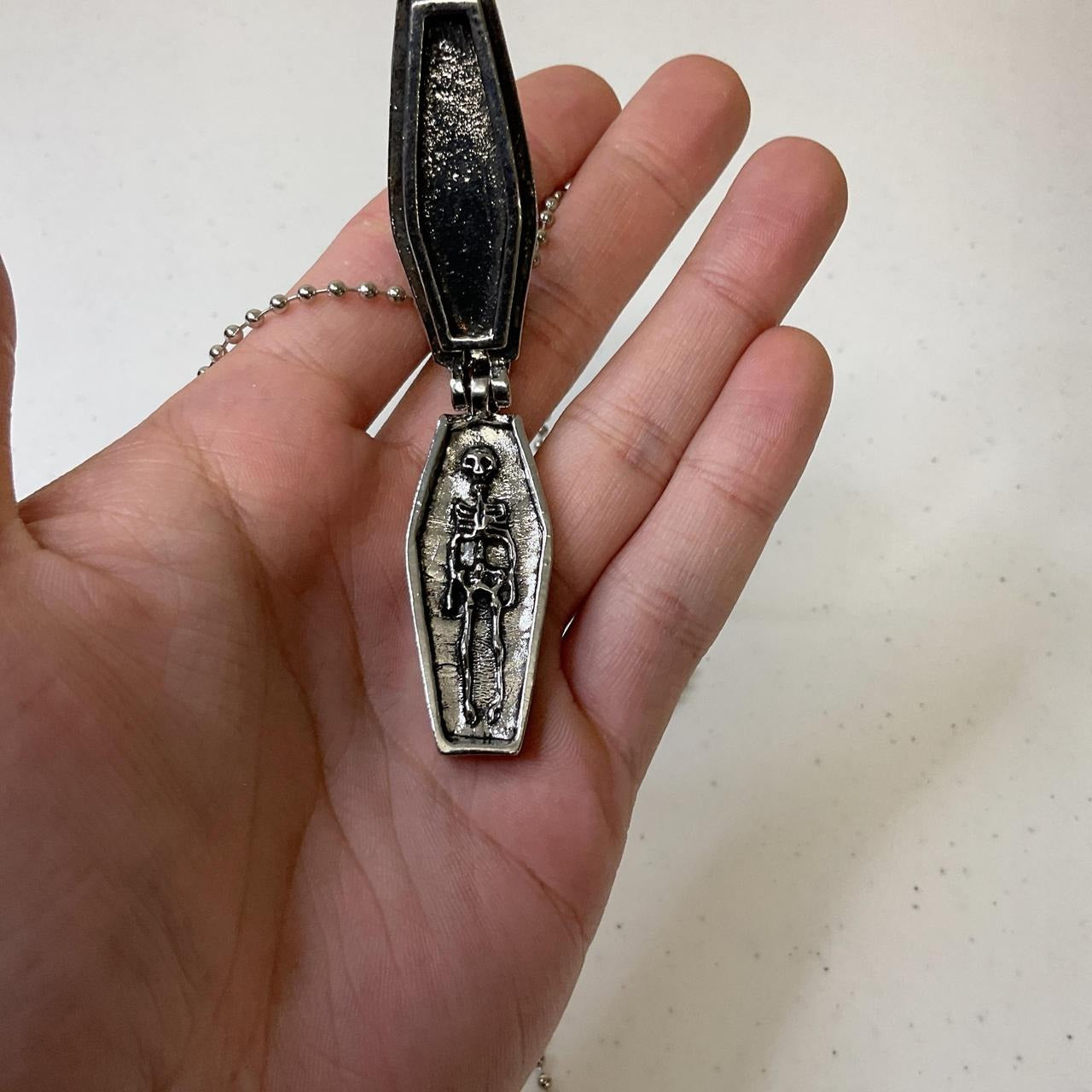 0593 - Black Cross Coffin Skeleton Chain