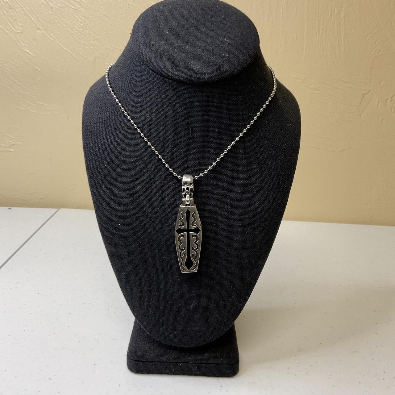 0593 - Black Cross Coffin Skeleton Chain