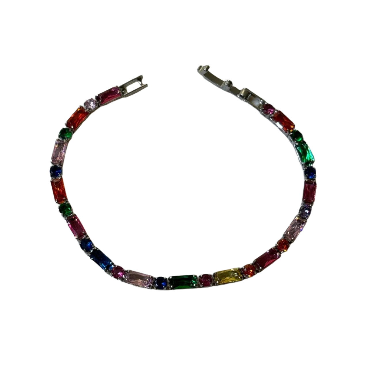 0620 - Multicolor Gemstones Silver Bracelet