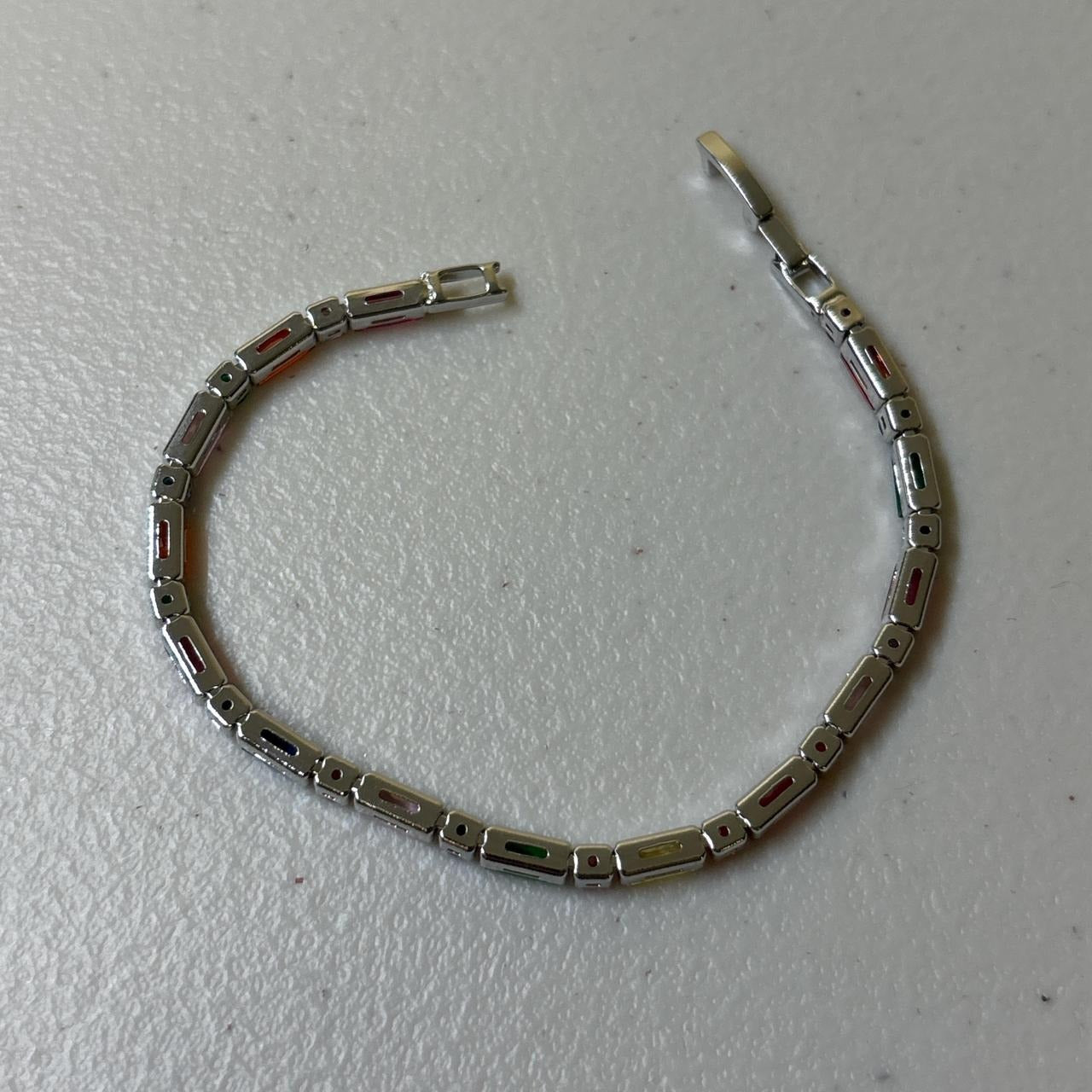 0620 - Multicolor Gemstones Silver Bracelet