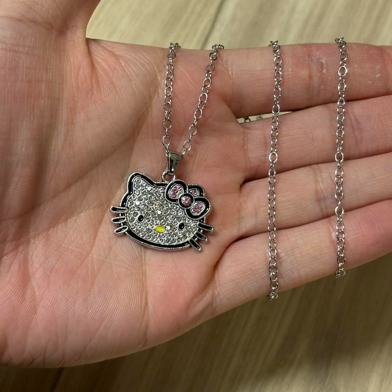 0502 - Y2K Rhinestone Hello Kitty Necklace