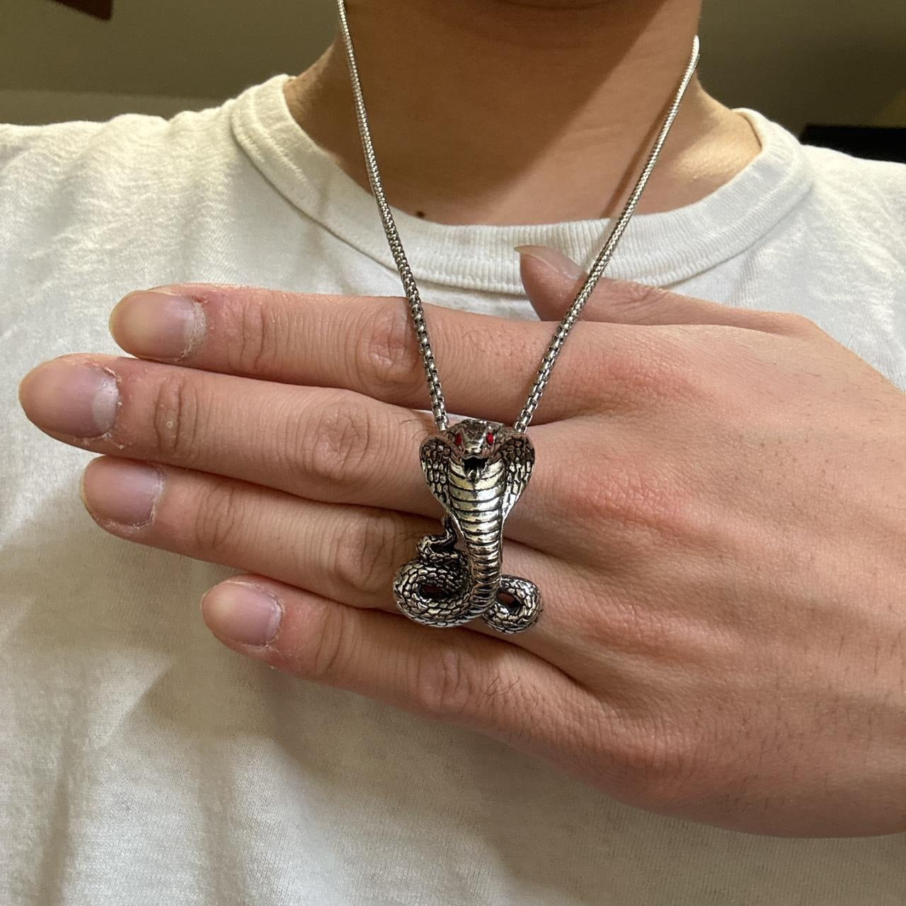 0618 - Cobra Serpent Red Eyes Necklace