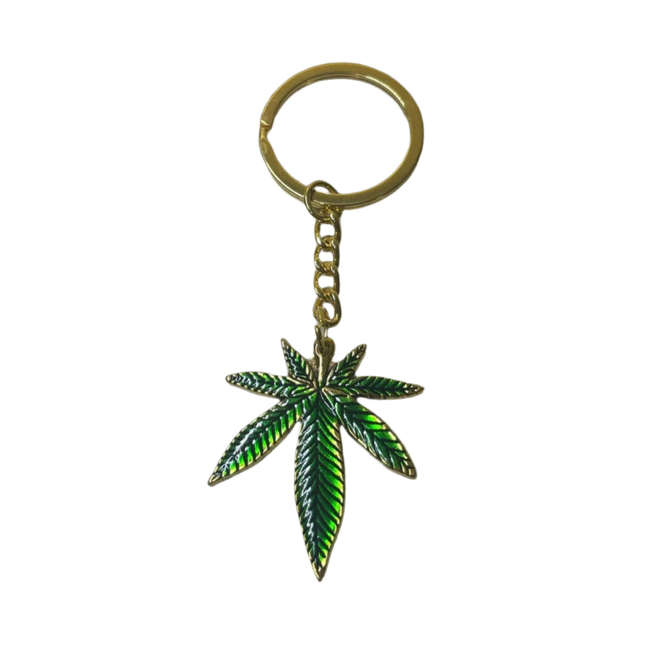 0687 - Green Enamel Weed Keychain