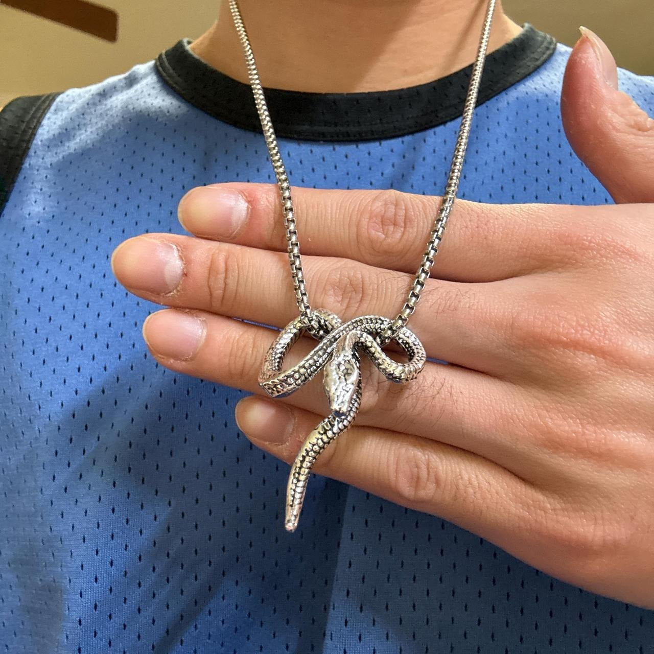 0710 - Silver Snake Serpent Necklace