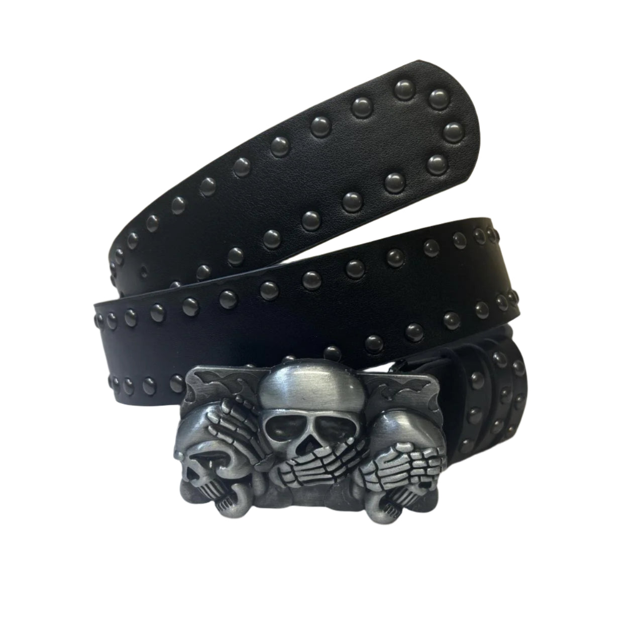 0699 - Catacombs Skull Buckle Studded Belt