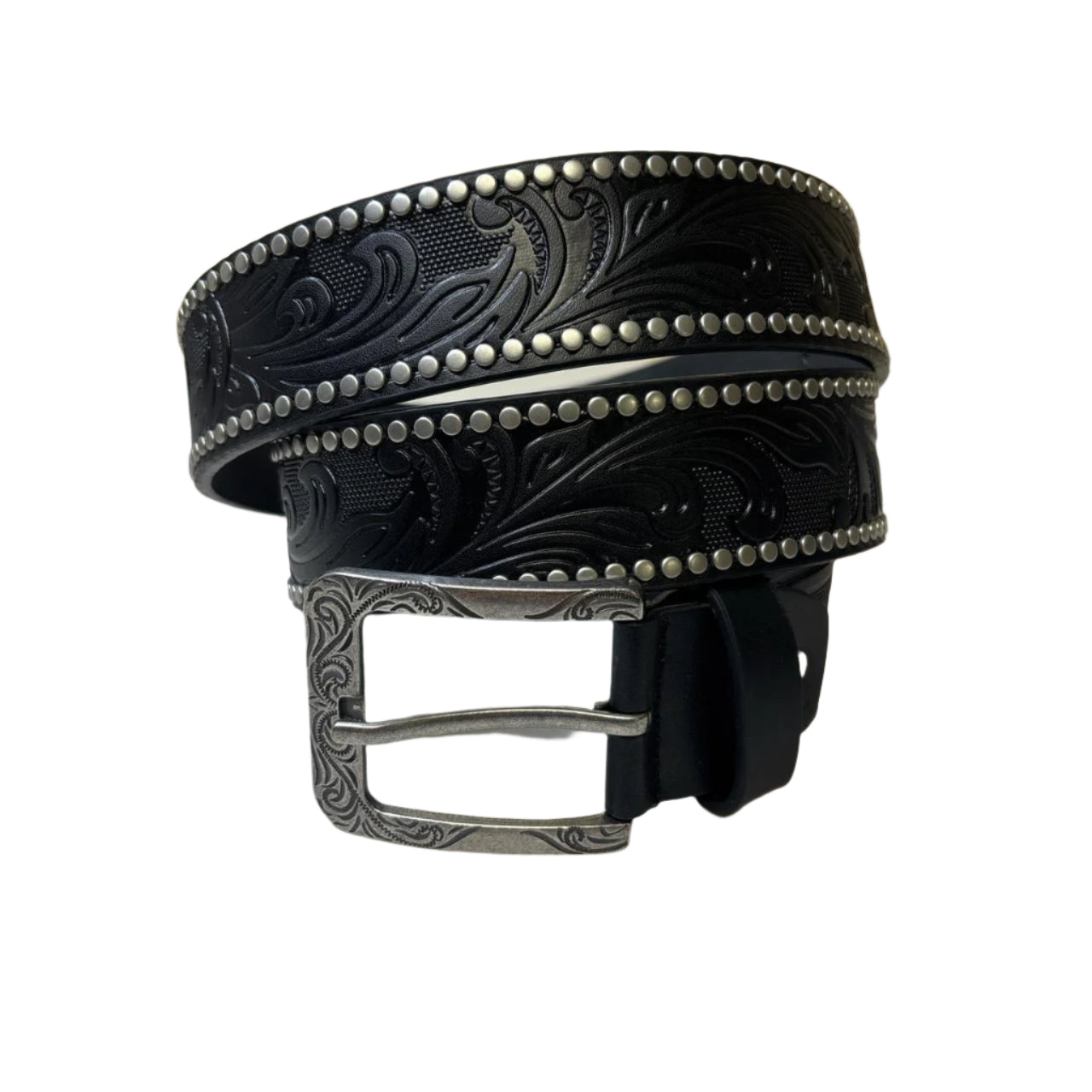 0648 - Floral Square Buckle Studded Belt