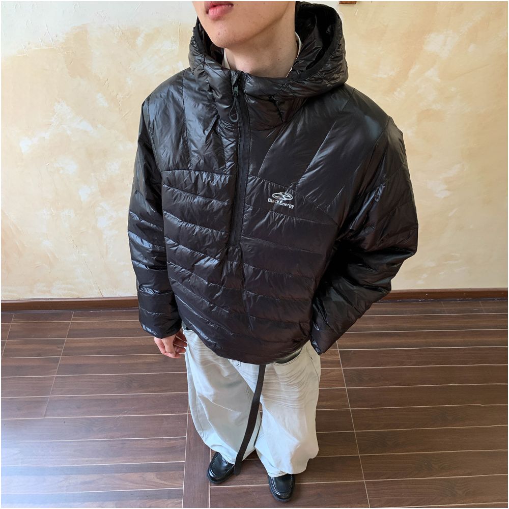 Oalin High Street Letter White Duck Down Pork Ribs Half Zipper Down Jacket Winter Simple Warm Hooded Cotton Jacket for Men and Women image 4