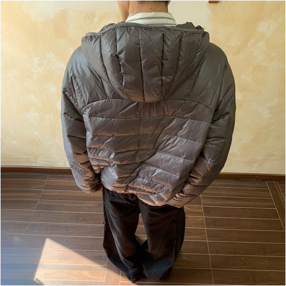 Oalin High Street Letter White Duck Down Pork Ribs Half Zipper Down Jacket Winter Simple Warm Hooded Cotton Jacket for Men and Women image 5