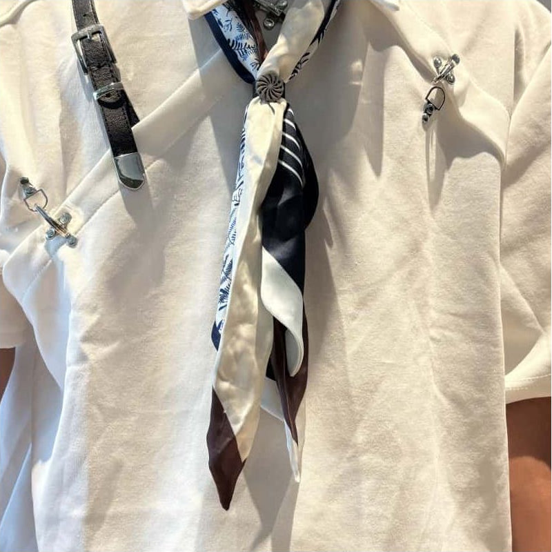 Papr Original Four Seasons 3 in 1 New Irregular Wrinkle Craft Silk Scarf Tie Printed Pattern No Knotting image 2