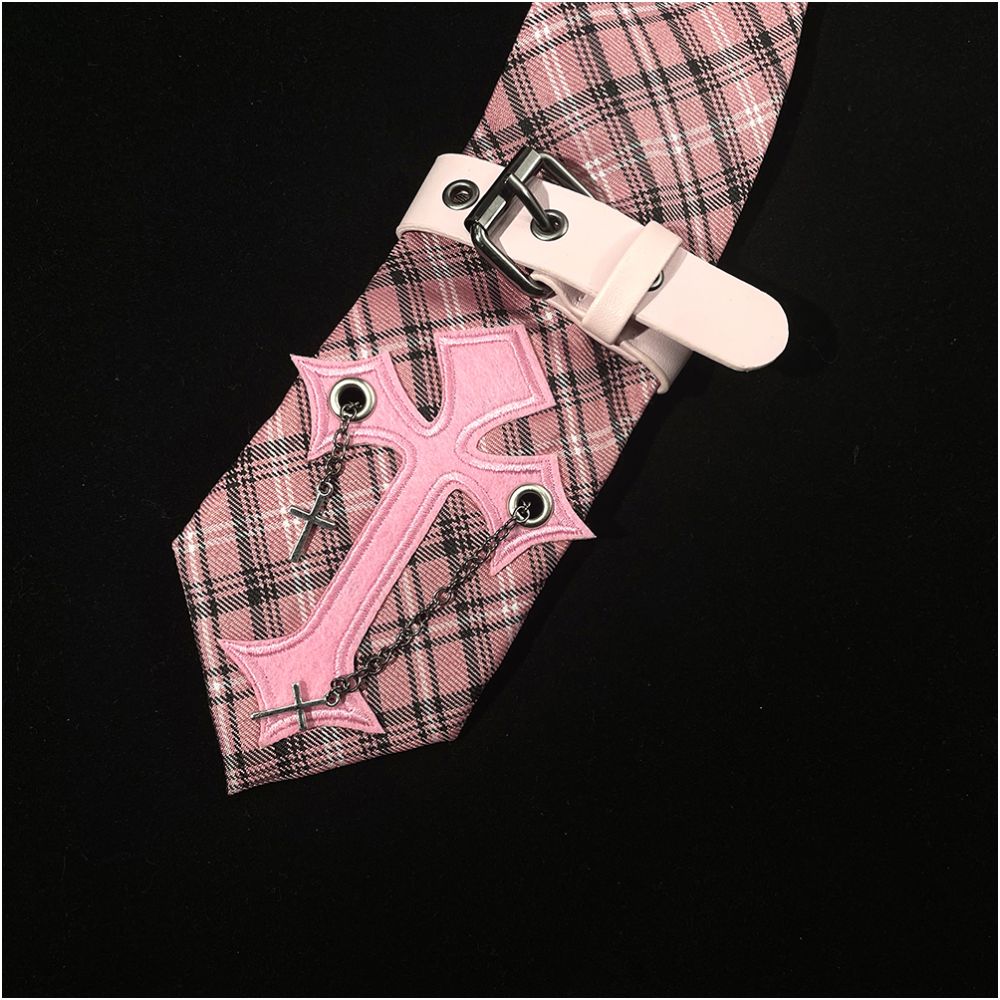 Butterfly Burning Hand Tie Grid Subculture Cross Pink Punk Personality Niche Student Versatile Academy image 4