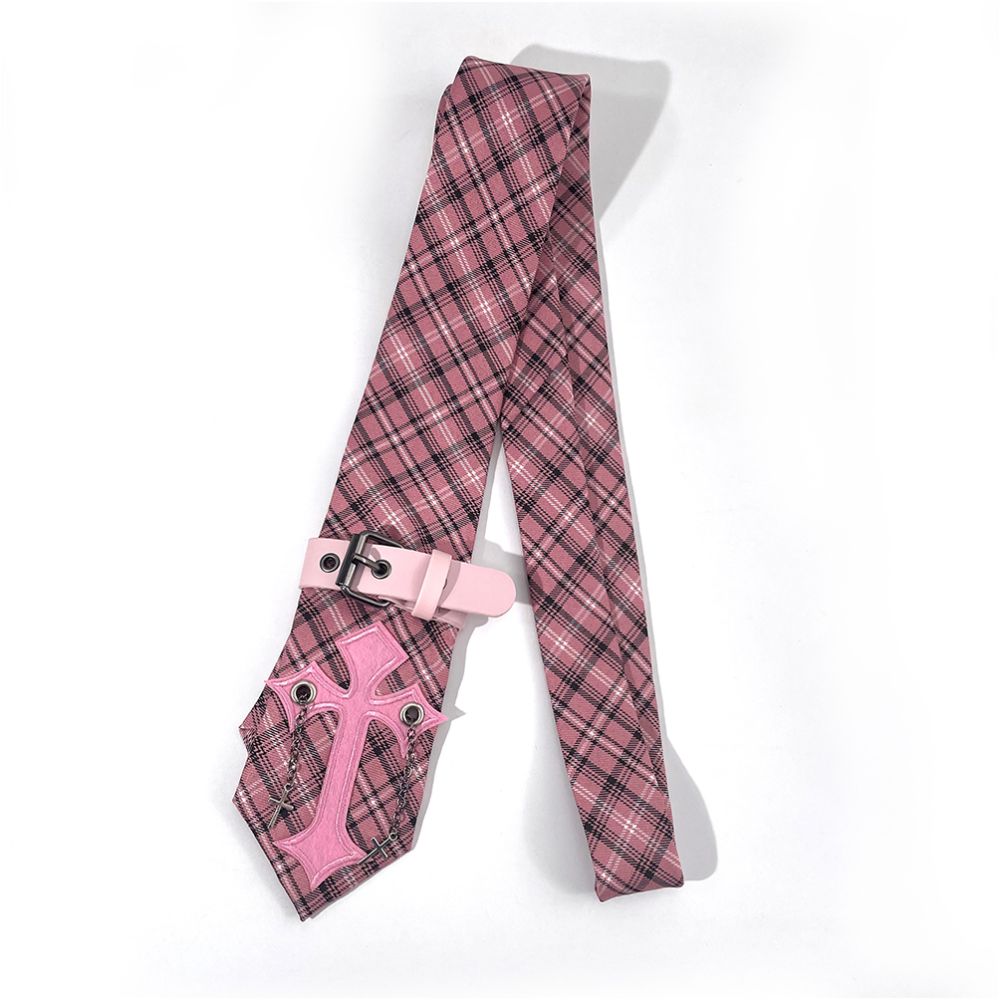 Butterfly Burning Hand Tie Grid Subculture Cross Pink Punk Personality Niche Student Versatile Academy image 5