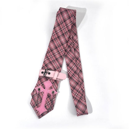 Butterfly Burning Hand Tie Grid Subculture Cross Pink Punk Personality Niche Student Versatile Academy image 5