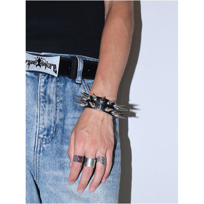 American black double row rivet pointed bracelet y2k subculture punk rock style niche design accessory bracelet image 0