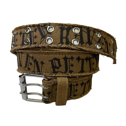 0669 - Tan Graffiti Letters Distressed Belt