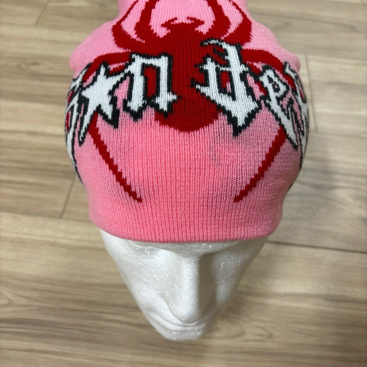 0105 - Spider Graphic Beanie (Pink)