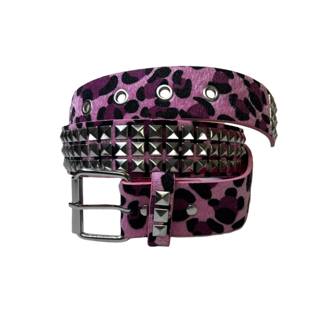 0600 - Pink Leopard Studded Belt