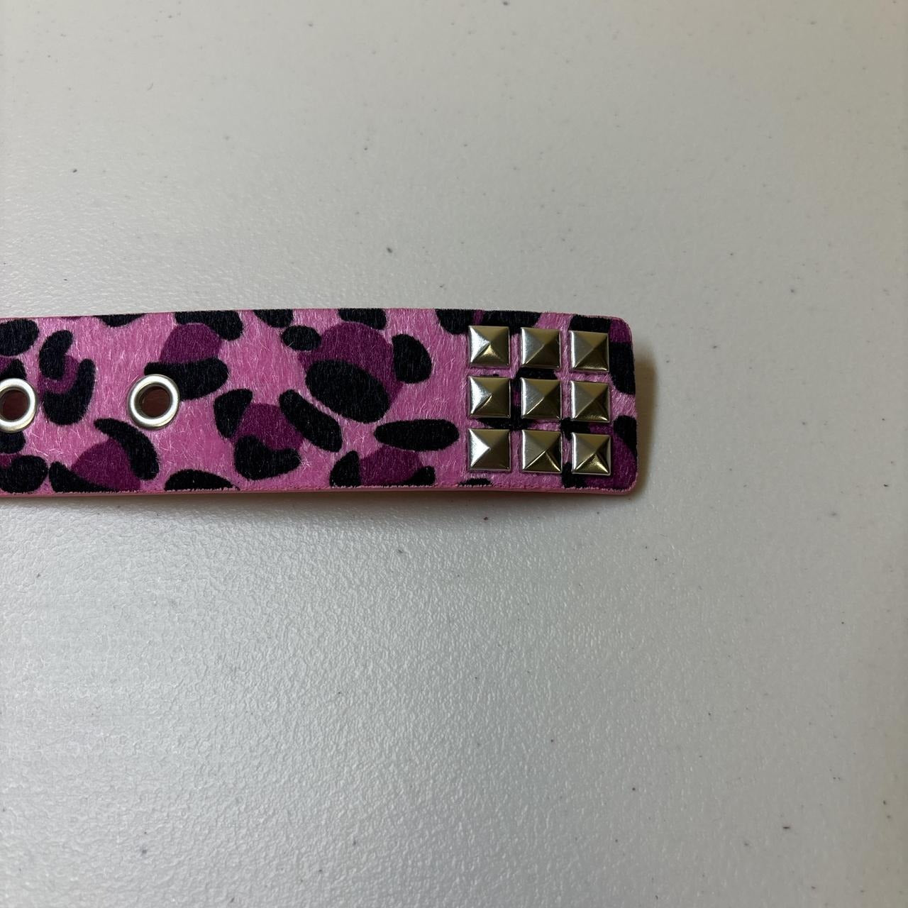 0600 - Pink Leopard Studded Belt