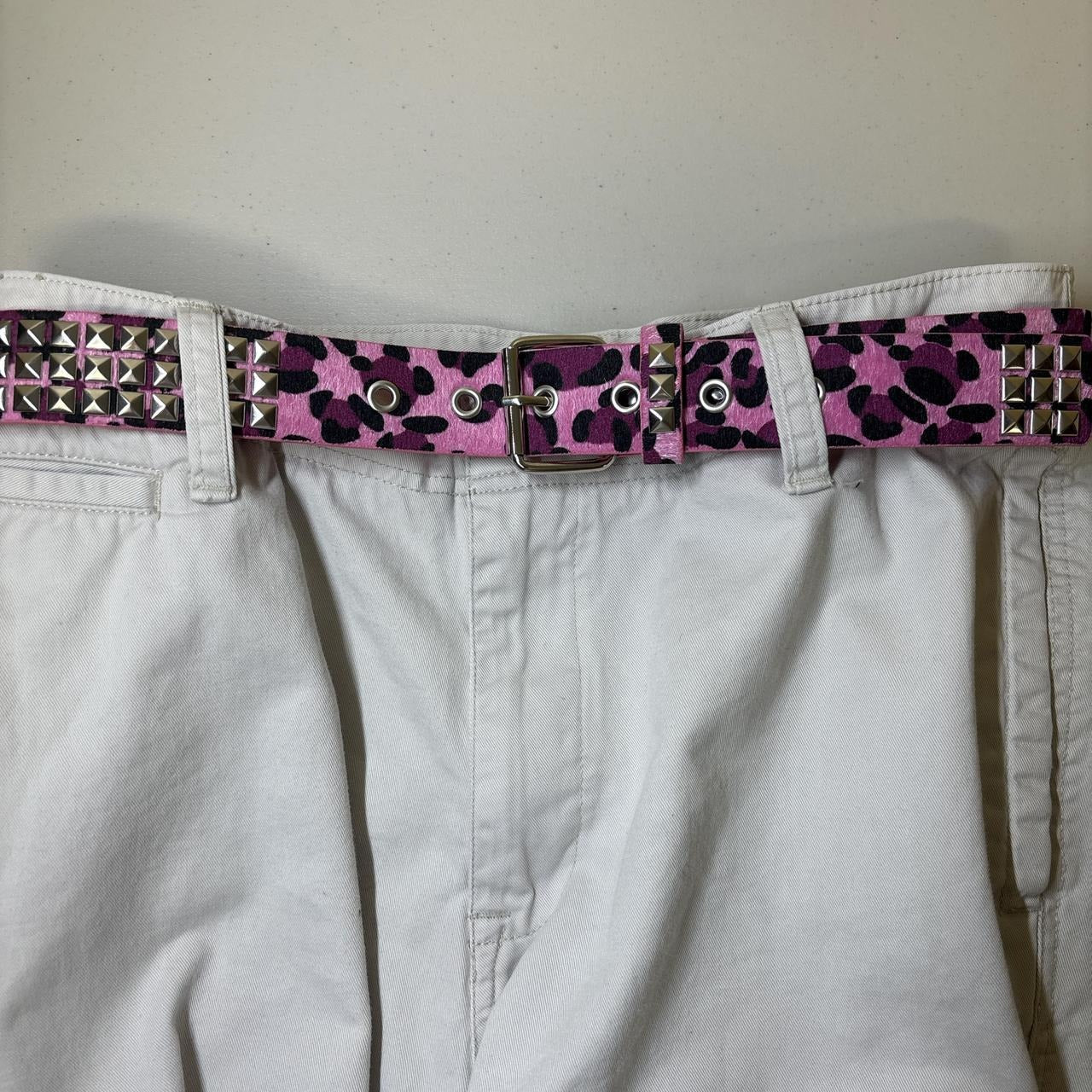 0600 - Pink Leopard Studded Belt