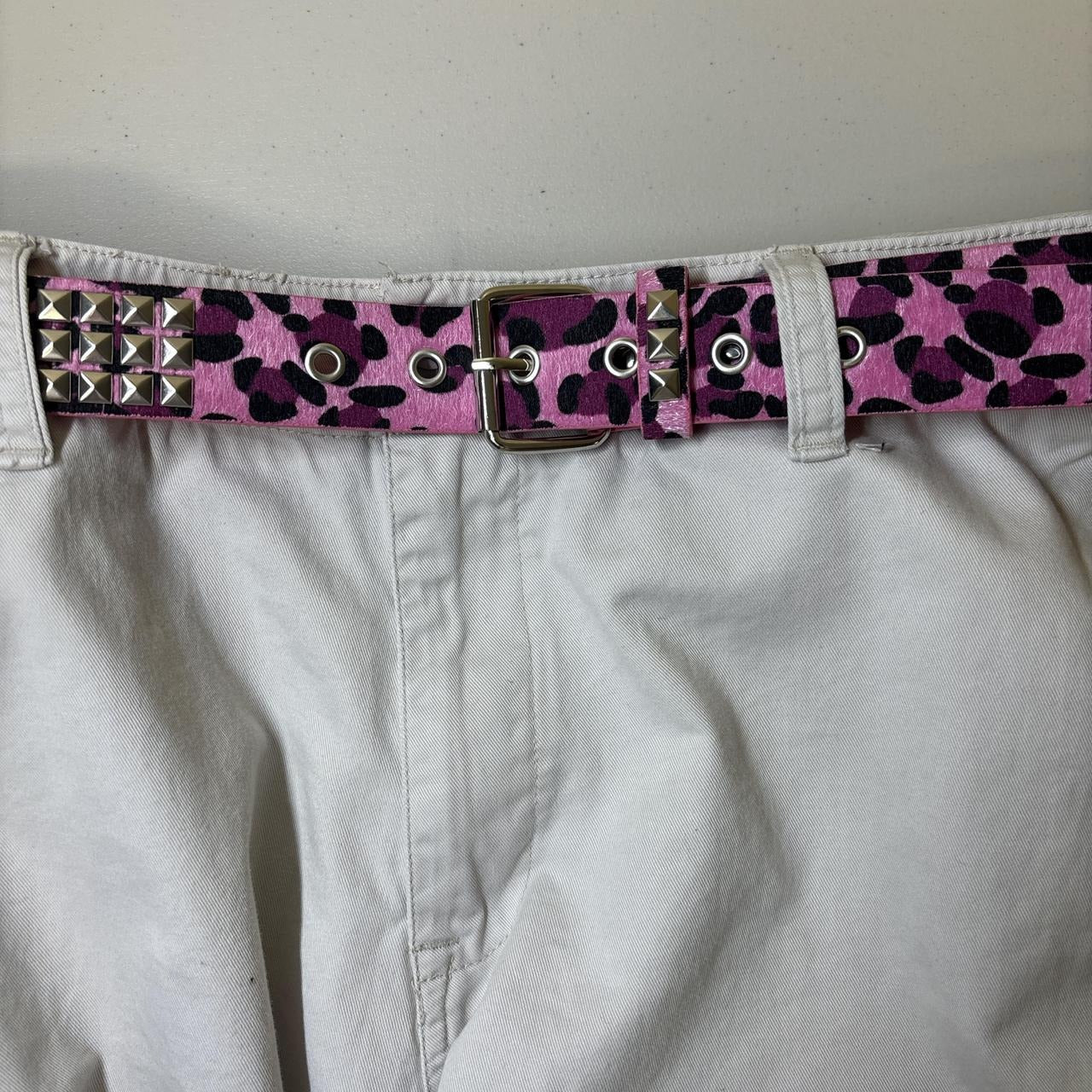 0600 - Pink Leopard Studded Belt