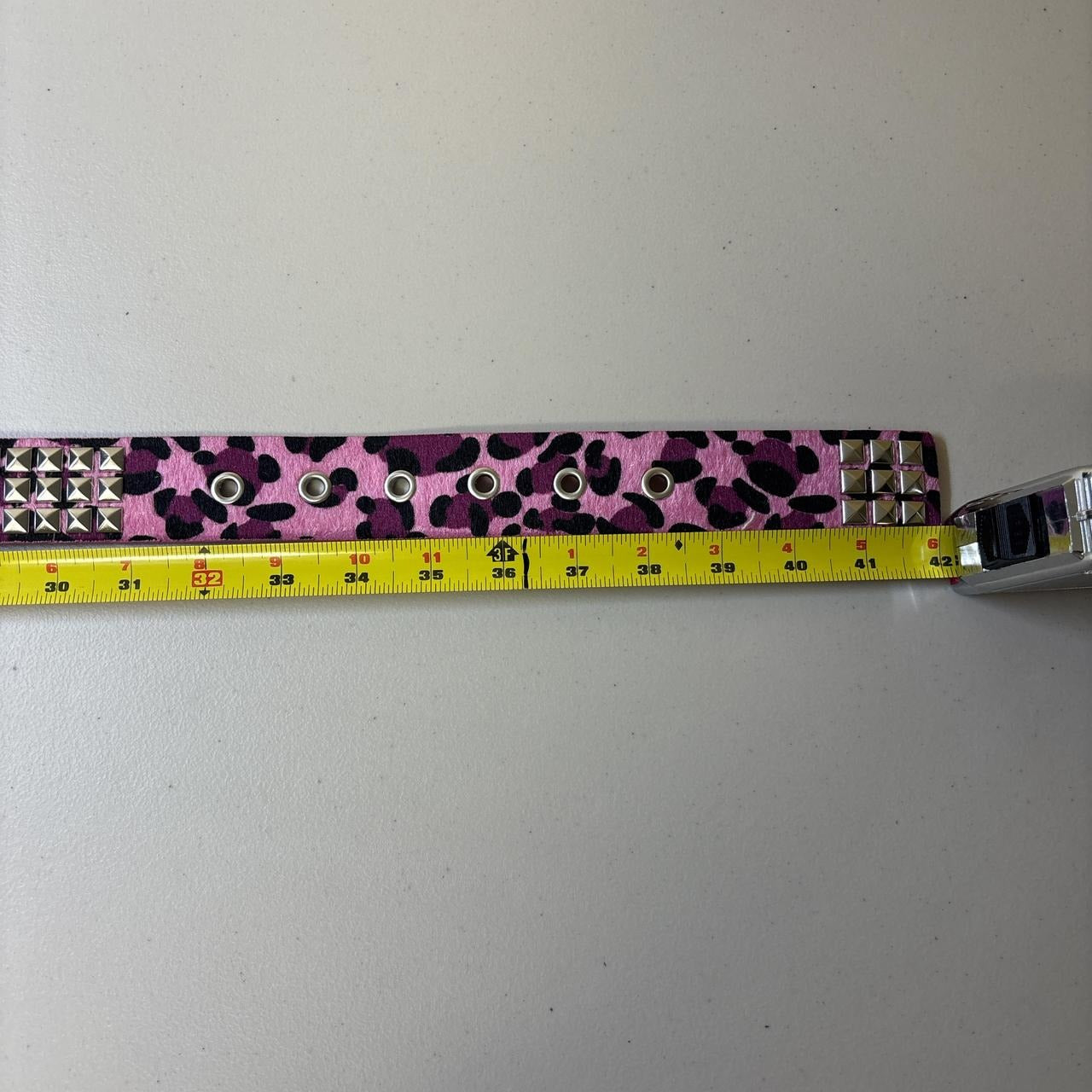 0600 - Pink Leopard Studded Belt