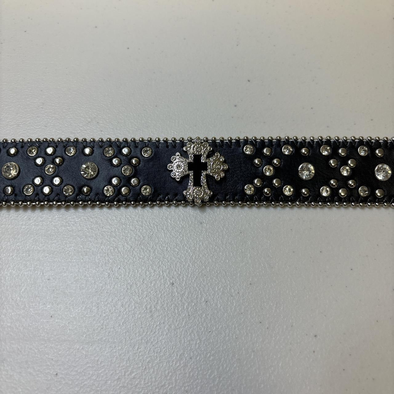 [PRE ORDER] 0631 - Black Cross Rhinestone Belt V2