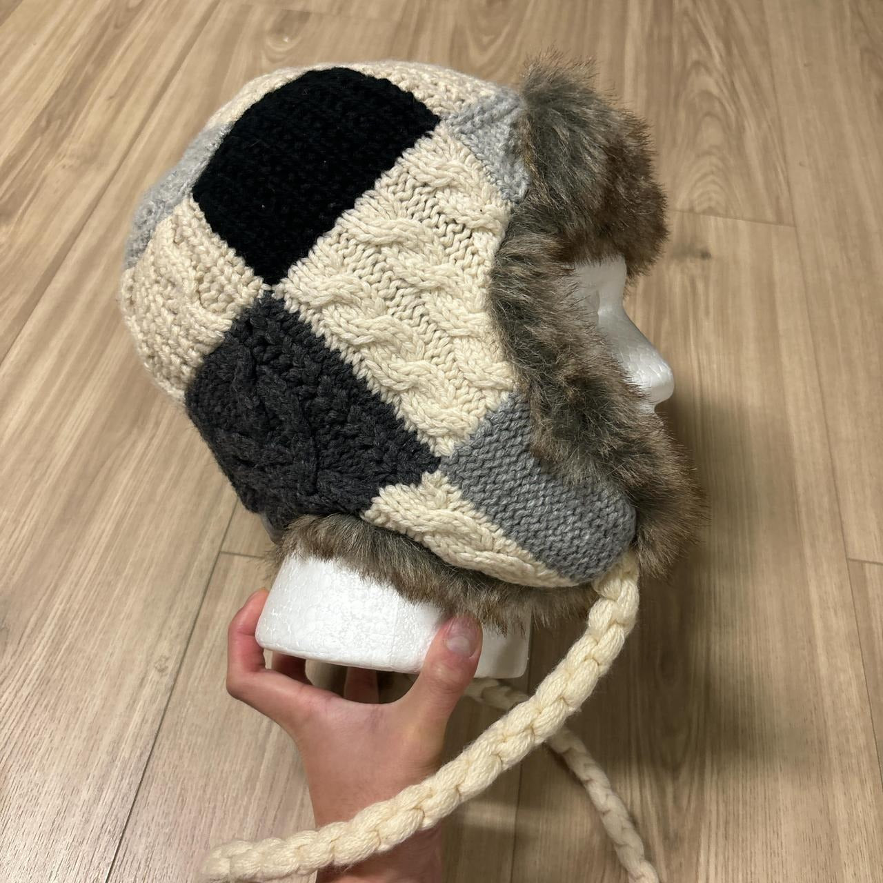 0535 - AE Knitted Fur Ear Trooper Cap