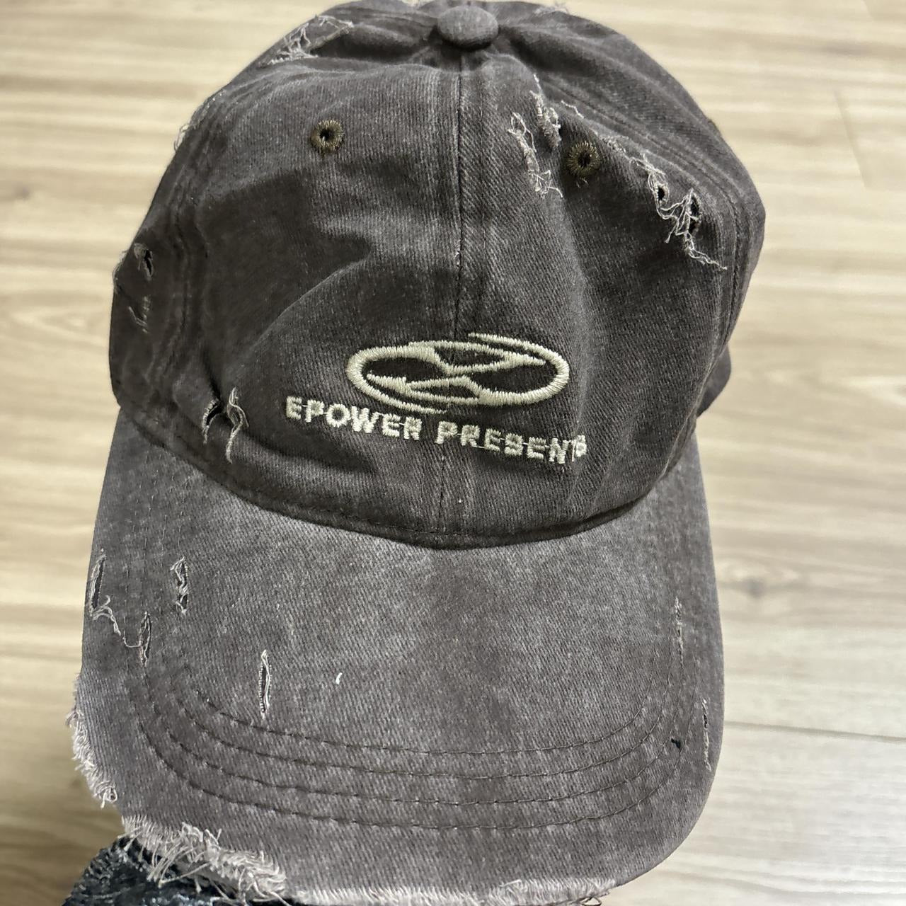 0554 - Distressed Embroidered Faded Brown Hat