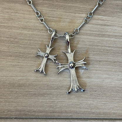 0358 - Double Rhinestone Cross Necklace