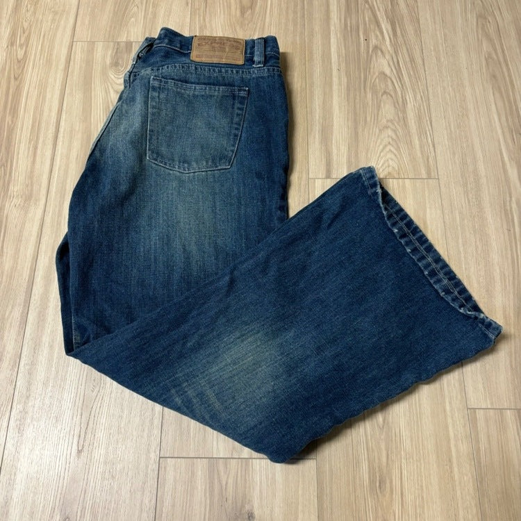 0452 - Express Super Baggy Bootcut Faded Jeans