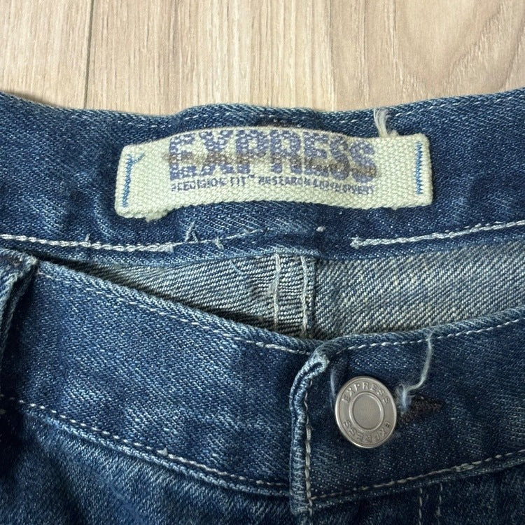 0452 - Express Super Baggy Bootcut Faded Jeans