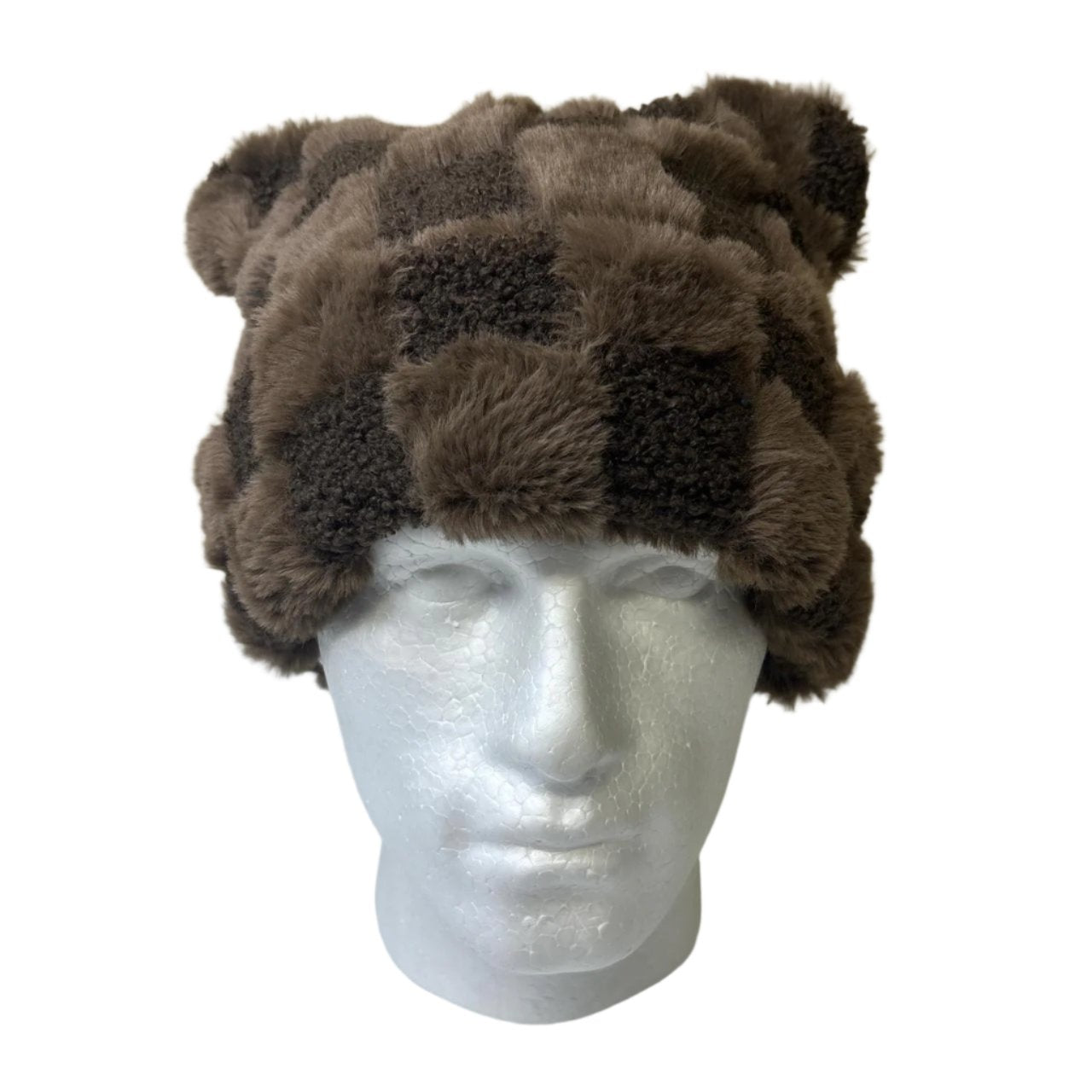 0588 - Brown Fuzzy Fur Ears Beanie