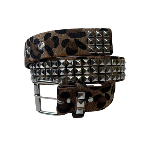 0640 - Brown Cheetah Studded Belt