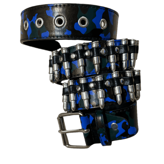 0036 - Bullet Studded Belt (Blue Camo)