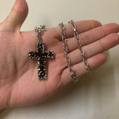 0685 - Black Cross Barbed Cable Necklace