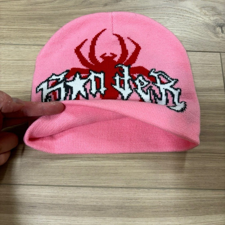 0105 - Spider Graphic Beanie (Pink)