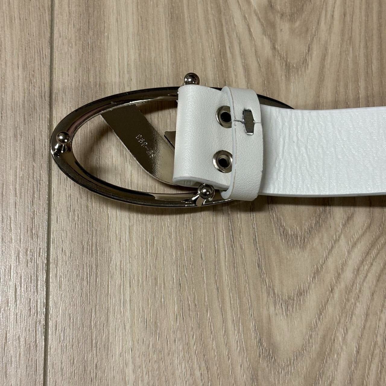 0482 - Cyber “A” Buckle Belt (White)