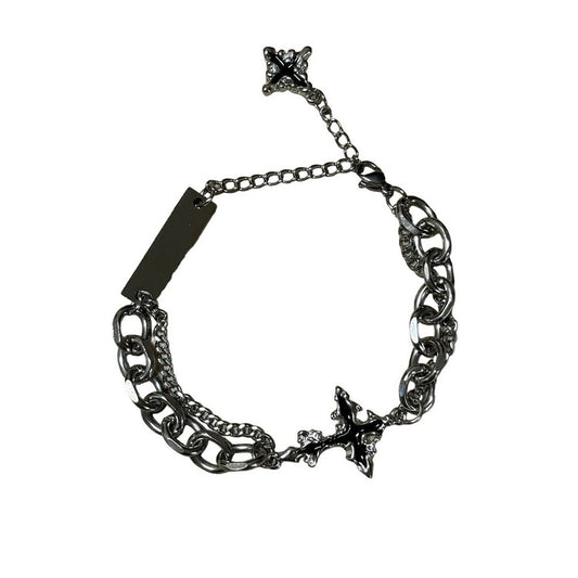 0427 - Black Cross Layered Bracelet