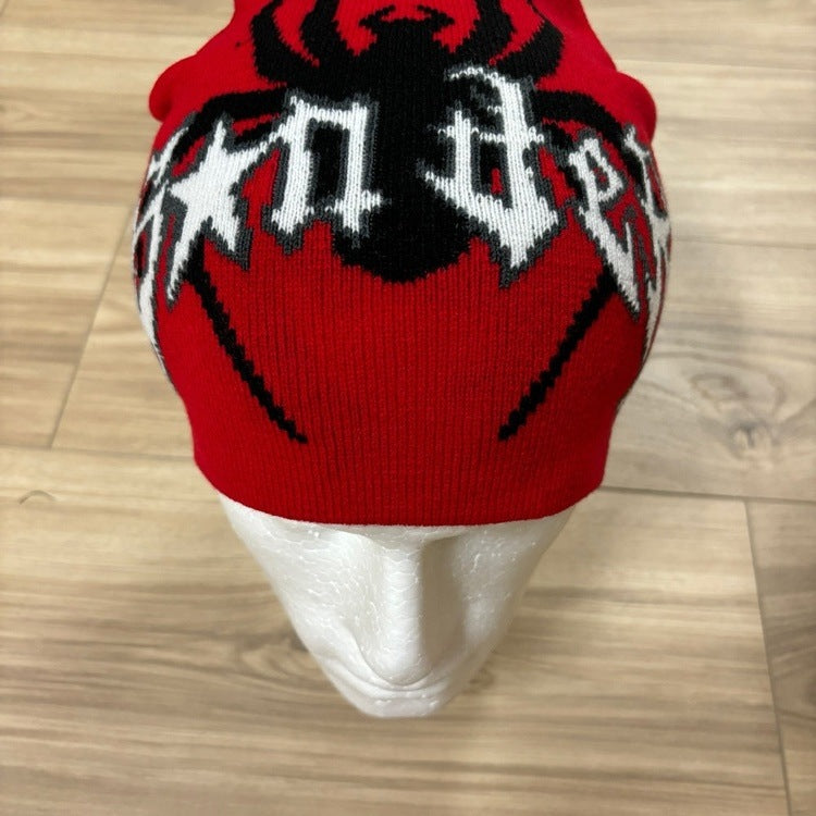 0128 - Spider Graphic Beanie (Red)