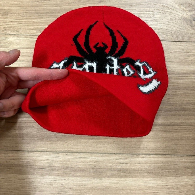 0128 - Spider Graphic Beanie (Red)