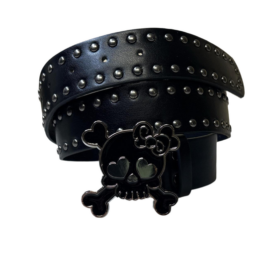 0636 - Skull Heart Buckle Belt Black