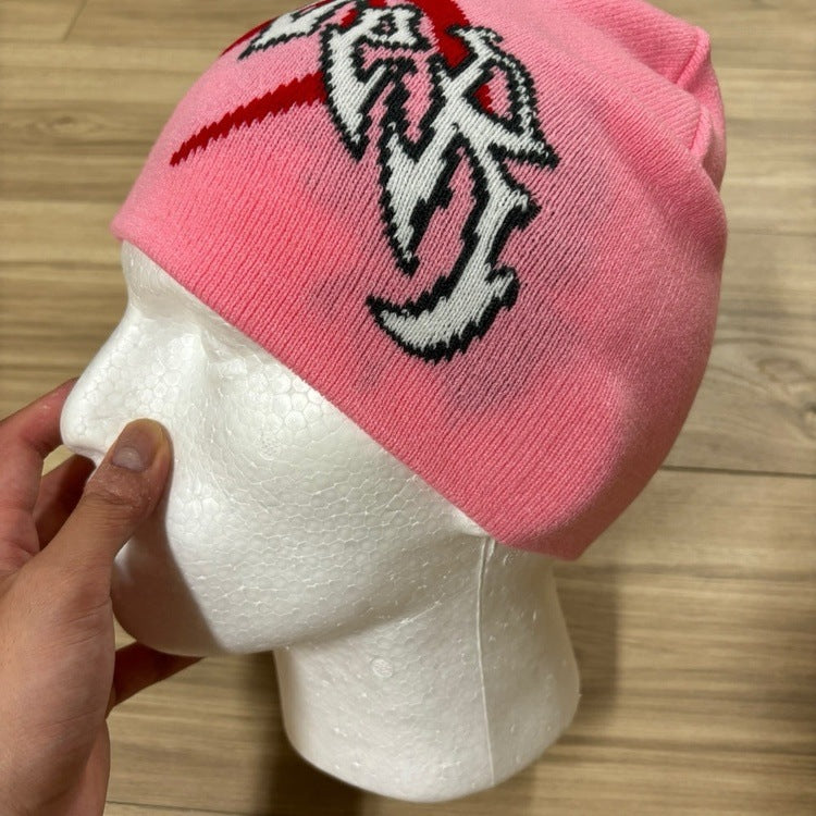 0105 - Spider Graphic Beanie (Pink)