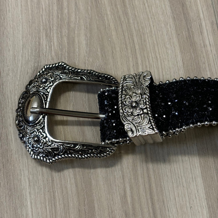 0330 - Black Gothic Rhinestone Belt