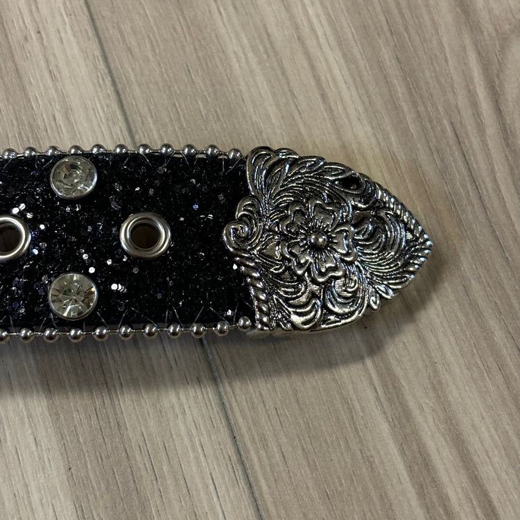 0330 - Black Gothic Rhinestone Belt