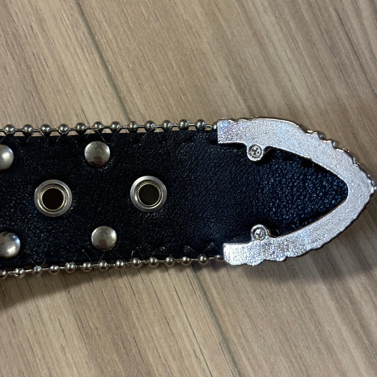 0330 - Black Gothic Rhinestone Belt