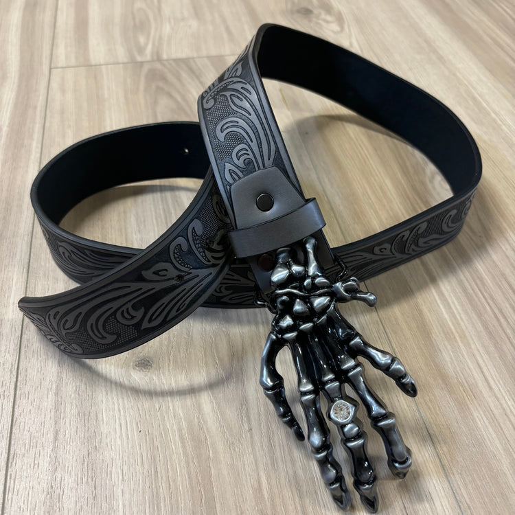 0331 - Skeleton Buckle Floral Belt