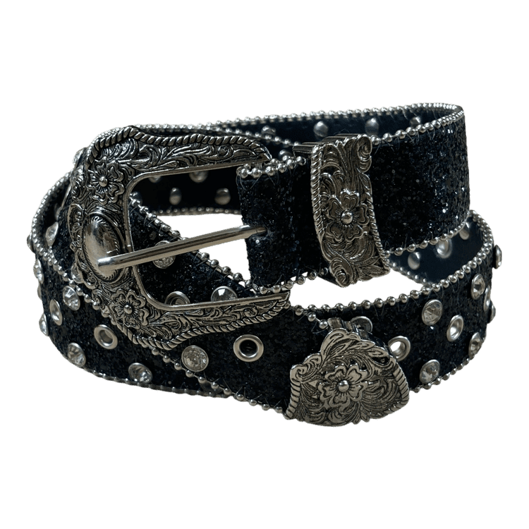 0330 - Black Gothic Rhinestone Belt