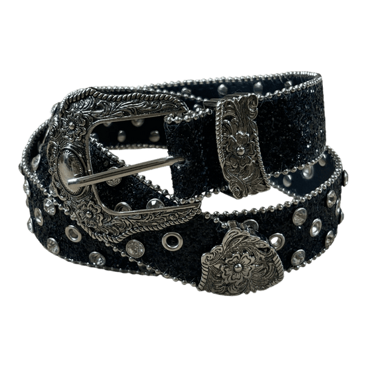 0330 - Black Gothic Rhinestone Belt