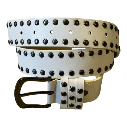 0384 - Cyber Studded Belt White