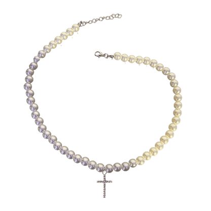 0271 - Y2K Pearl Cross Necklace
