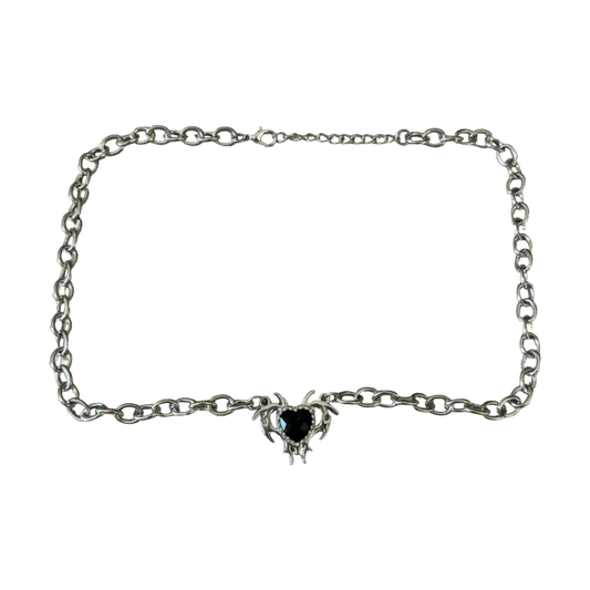 0188 - Black Crystal Rhinestone Heart Chain